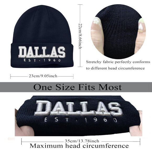 Women's Blue & Grey Soft Knit Winter Hat For Cold Weather Beanie Toque Hat - Picture 2 of 7